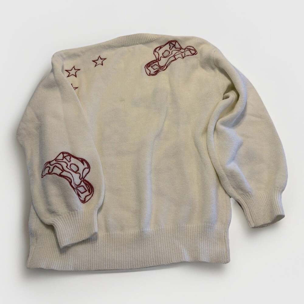 Cowgirl Motif Embroidered Sweater Western Country Southwestern Whimsy Prairie S - Picture 4 of 4